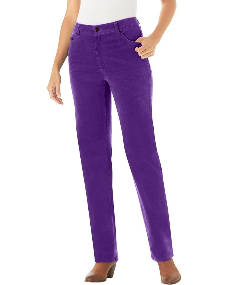 Women's Plus Size Corduroy Straight Leg Stretch Pant Radiant Purple $30.46 Pants