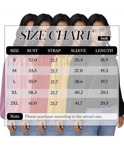 Womens Cute Top Ruffled Neck Puff Long Sleeve Off Shoulder Drawstring Casual Cotton Blouse Shirt Fall Light Purple $7.19 Blouses