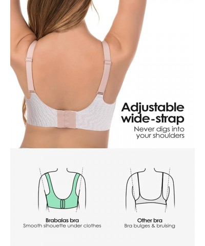 Wireless Bras for Women, Extremely Comfortable Seamless Bra Mesh Bralettes Adjustable Straps Everyday Bra (30B-40DD) Lace Whi...