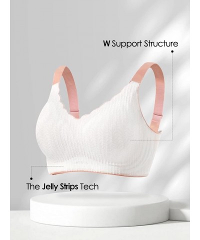 Wireless Bras for Women, Extremely Comfortable Seamless Bra Mesh Bralettes Adjustable Straps Everyday Bra (30B-40DD) Lace Whi...