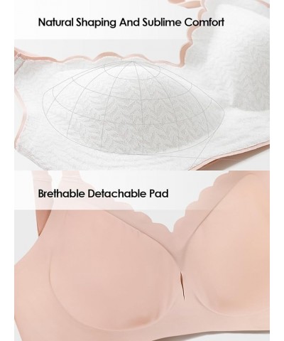 Wireless Bras for Women, Extremely Comfortable Seamless Bra Mesh Bralettes Adjustable Straps Everyday Bra (30B-40DD) Lace Whi...