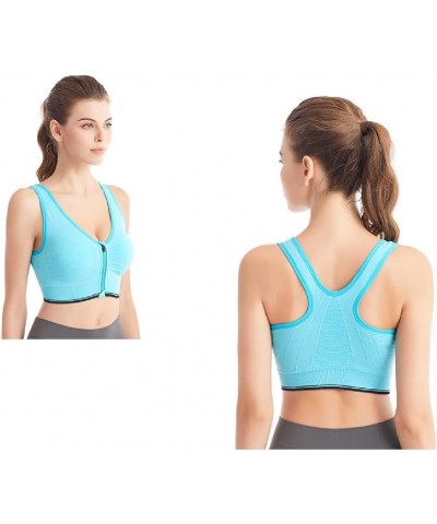 Women's Sports Bra Front Zipper Workout Bras Wireless Underwear with Removable Pads for Running Yoga Gym Green $8.47 Lingerie