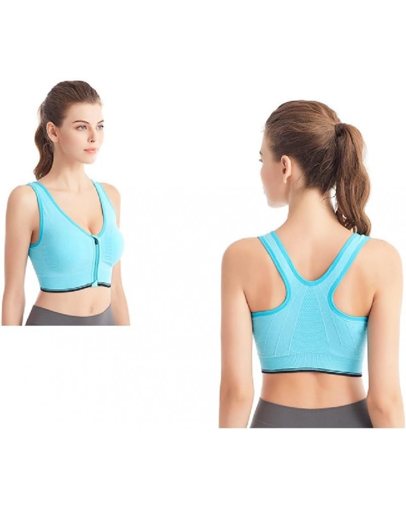 Women's Sports Bra Front Zipper Workout Bras Wireless Underwear with Removable Pads for Running Yoga Gym Green $8.47 Lingerie