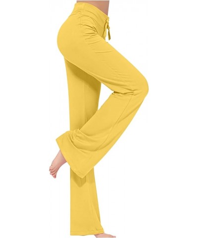 Women Wide Leg Pants High Waist Stretch Flare Leggings Workout Cargo Sweatpants Soft Drawstring Athletic Pants Yellow01(loung...