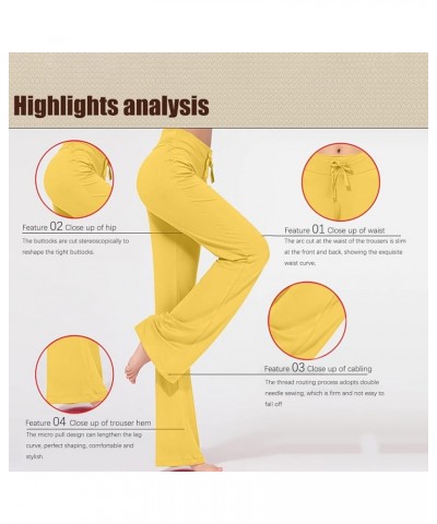 Women Wide Leg Pants High Waist Stretch Flare Leggings Workout Cargo Sweatpants Soft Drawstring Athletic Pants Yellow01(loung...