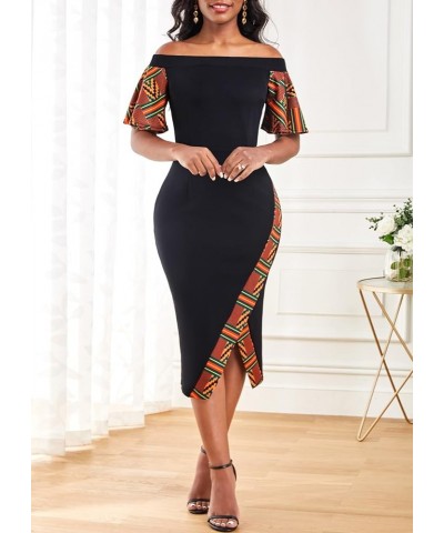 Women Sexy Off Shoulder Ruffle Bodycon Maxi Dresses Elegant Ruched Evening Long Gown Prom Party Dress with Belt 28black $14.2...