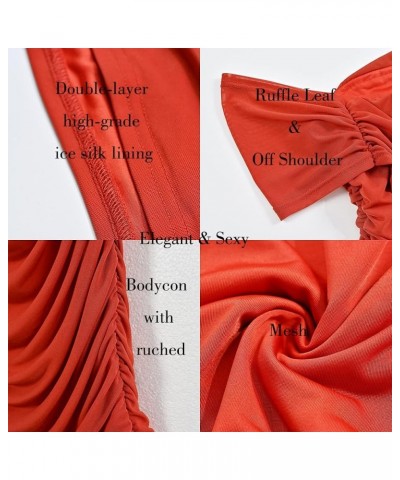 Women's Sexy Off Shoulder Sleeveless Bodycon Ruched Midi Elegant Cocktail Evening Party Night Tube Dresses 88-red $21.12 Dresses