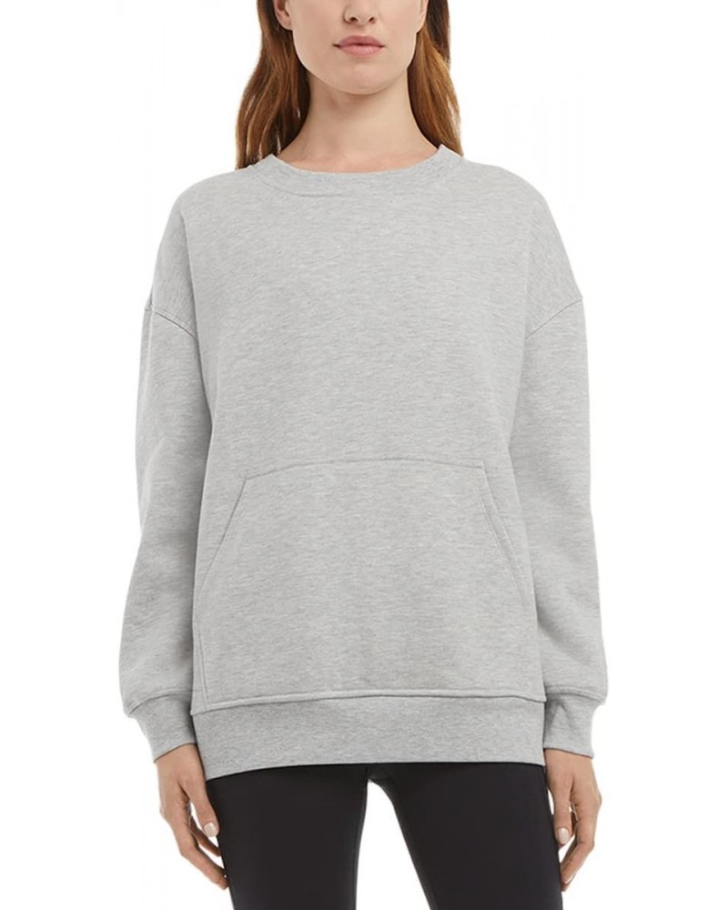 Ladies' Oversized Crewneck with Pocket, Light Heater Grey, Large $13.72 Activewear