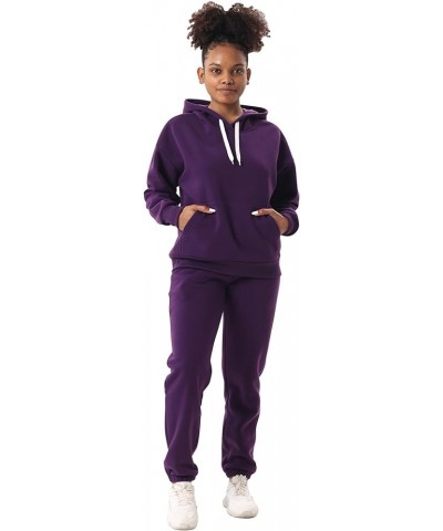 Matching Sets for Women Comfy Cozy Sweat Sets Pullover Hoody Sweatshirts and Long Pants Tracksuit Sets Purple 205 $21.19 Acti...