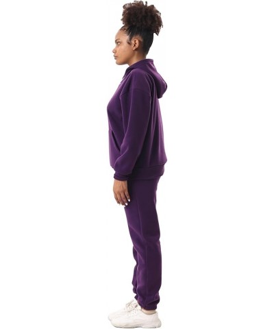 Matching Sets for Women Comfy Cozy Sweat Sets Pullover Hoody Sweatshirts and Long Pants Tracksuit Sets Purple 205 $21.19 Acti...