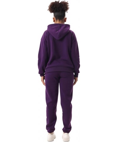 Matching Sets for Women Comfy Cozy Sweat Sets Pullover Hoody Sweatshirts and Long Pants Tracksuit Sets Purple 205 $21.19 Acti...