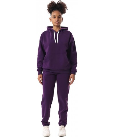 Matching Sets for Women Comfy Cozy Sweat Sets Pullover Hoody Sweatshirts and Long Pants Tracksuit Sets Purple 205 $21.19 Acti...