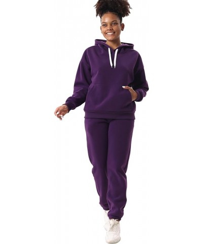 Matching Sets for Women Comfy Cozy Sweat Sets Pullover Hoody Sweatshirts and Long Pants Tracksuit Sets Purple 205 $21.19 Acti...