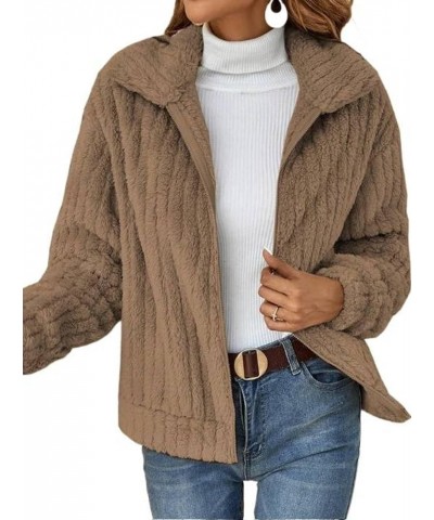 Autumn and Winter plush warm tup cardigan lapel short coat Apricot $13.56 Sweaters