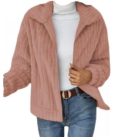 Autumn and Winter plush warm tup cardigan lapel short coat Apricot $13.56 Sweaters