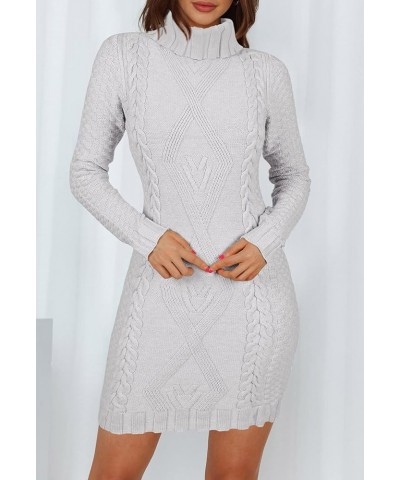 Women's Bodycon Pullover Mini Sweater Dresses Crew Neck Cable Knit Cocktail Party Dress Turtleneck Light Grey $30.44 Sweaters