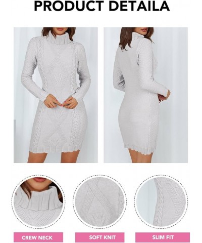 Women's Bodycon Pullover Mini Sweater Dresses Crew Neck Cable Knit Cocktail Party Dress Turtleneck Light Grey $30.44 Sweaters