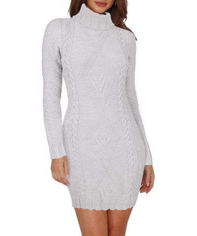 Women's Bodycon Pullover Mini Sweater Dresses Crew Neck Cable Knit Cocktail Party Dress Turtleneck Light Grey $30.44 Sweaters