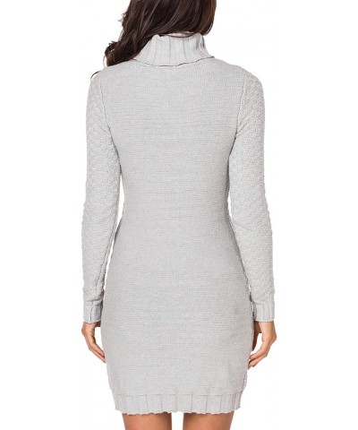 Women's Bodycon Pullover Mini Sweater Dresses Crew Neck Cable Knit Cocktail Party Dress Turtleneck Light Grey $30.44 Sweaters