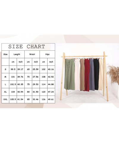 Women's Summer Wide Leg Pants Elastic High Waisted Drawstring Casual Trousers Loose Fit Crop Palazzo Pants Khaki $14.70 Pants