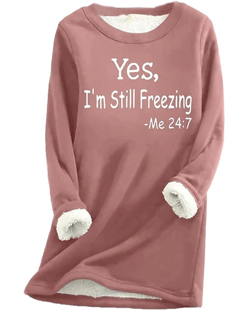 Merry Christmas Shirts for Women Fleece Lined Thermal Sweater Winter Warm Crewneck Long Sleeve Sweatshirts Pink18 $9.51 Hoodi...