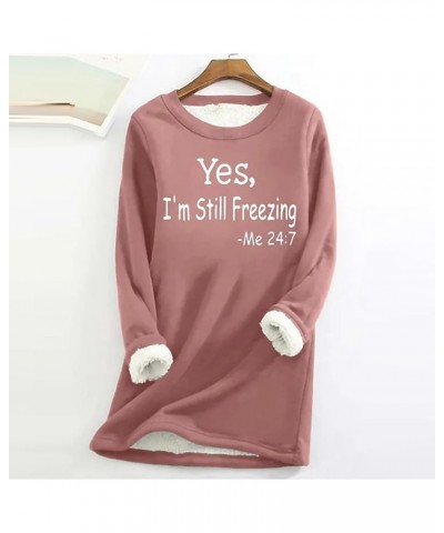 Merry Christmas Shirts for Women Fleece Lined Thermal Sweater Winter Warm Crewneck Long Sleeve Sweatshirts Pink18 $9.51 Hoodi...