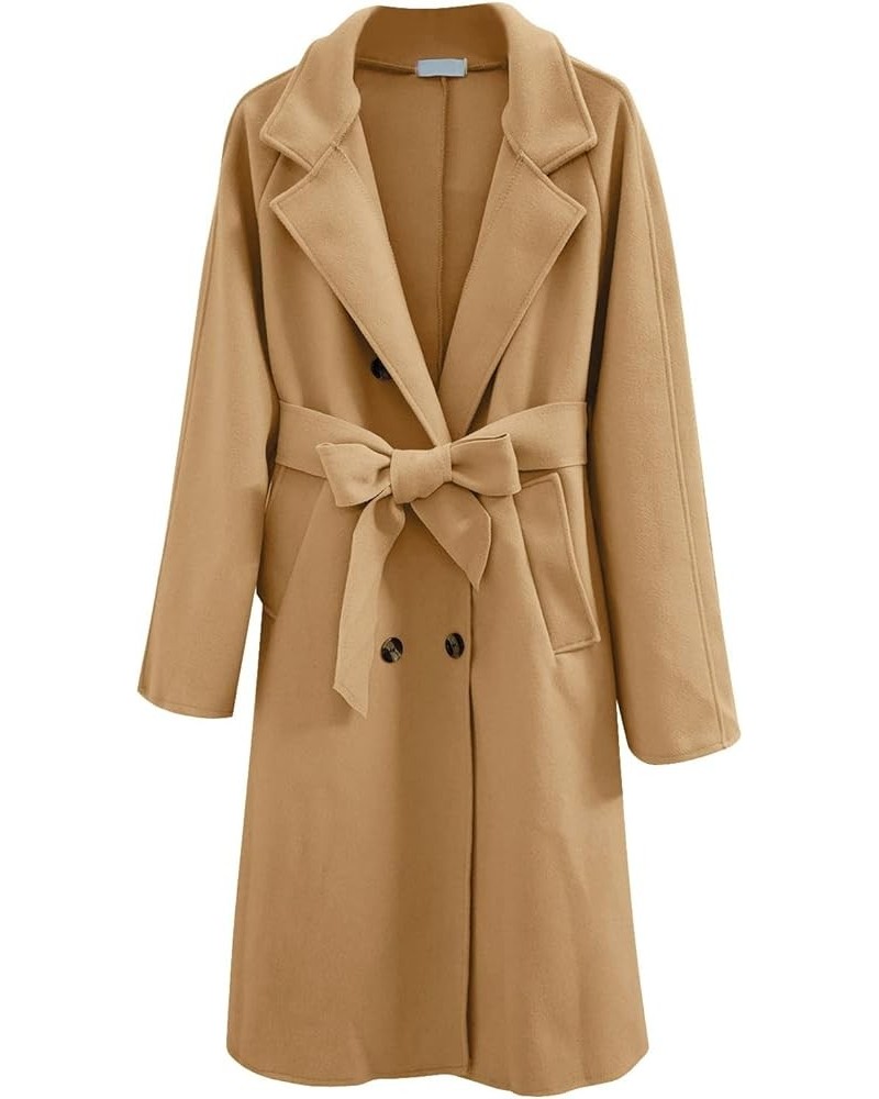 Light Jacket Wool Coats Blouse Thin Coat Trench Long Jacket Ladies Slim Long Belt Elegant Overcoat Women's Car 240117c-khaki ...