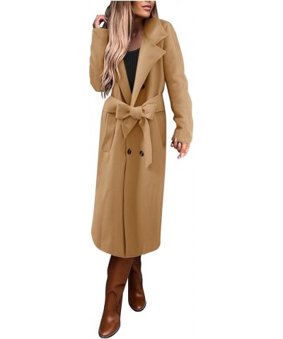 Light Jacket Wool Coats Blouse Thin Coat Trench Long Jacket Ladies Slim Long Belt Elegant Overcoat Women's Car 240117c-khaki ...