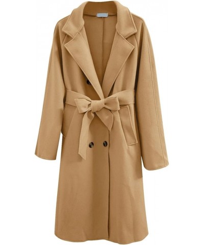 Light Jacket Wool Coats Blouse Thin Coat Trench Long Jacket Ladies Slim Long Belt Elegant Overcoat Women's Car 240117c-khaki ...