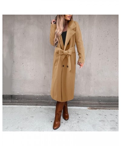 Light Jacket Wool Coats Blouse Thin Coat Trench Long Jacket Ladies Slim Long Belt Elegant Overcoat Women's Car 240117c-khaki ...