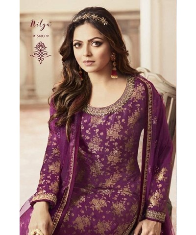 Ready to Wear Indian Pakistani Ethnic Wear Wedding Wear Sharara Style Salwar Suit for Women Purple_1 $30.40 Suits