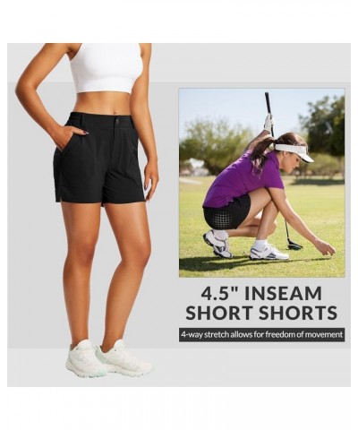 Women's 4.5" Golf Hiking Shorts Stretch Quick Dry with Zipper Pockets Outdoor Causal Summer Shorts UPF 50+ Black $24.50 Shorts