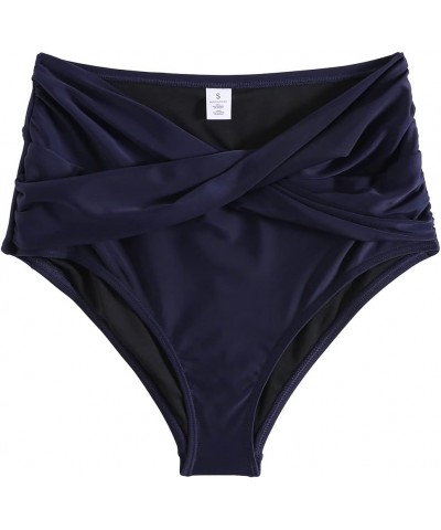 Women High Waisted Bikini Bottoms Tummy Control Swim Bottoms Plus Size Bathing Suit Bottoms Ruched Swimsuits Navy $12.25 Swim...