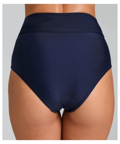 Women High Waisted Bikini Bottoms Tummy Control Swim Bottoms Plus Size Bathing Suit Bottoms Ruched Swimsuits Navy $12.25 Swim...