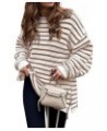 Women's 2024 Fall Winter Oversized Long Sleeve Striped Sweater Casual Crewneck Side Split Pullover Knit Tops Striped Brown $2...