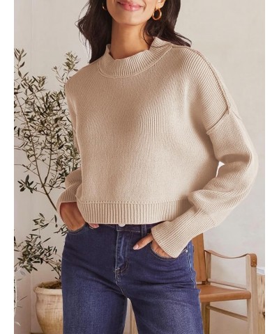 Womens 2023 Fall Sweaters Crewneck Long Batwing Sleeve Side Slit Lightweight Pullover Knit Sweater Tops Apricot $20.13 Sweaters