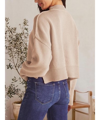 Womens 2023 Fall Sweaters Crewneck Long Batwing Sleeve Side Slit Lightweight Pullover Knit Sweater Tops Apricot $20.13 Sweaters