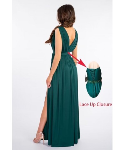 Spaghetti Strap Bridesmaid Dresses for Women 2023 Long Chiffon A Line V Neck Side Slit Prom Evening Gown for Wedding Light Li...