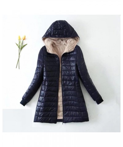 Womens Plus Fleece Jacket Lamb Fleece Coat Long Sleeve Hooded Coat Winter Warm Coat Lightweight Fashion Coats Outwear Navy $1...