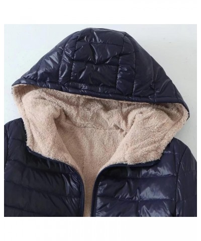 Womens Plus Fleece Jacket Lamb Fleece Coat Long Sleeve Hooded Coat Winter Warm Coat Lightweight Fashion Coats Outwear Navy $1...