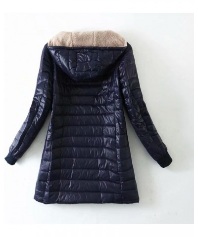 Womens Plus Fleece Jacket Lamb Fleece Coat Long Sleeve Hooded Coat Winter Warm Coat Lightweight Fashion Coats Outwear Navy $1...