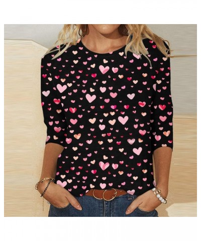 Valentines Day Shirt for Women Fashion 3D Valentines Ptinted Tees Shirt Casual 3/4 Sleeve Tops Basic Crewneck Spring Clothes ...