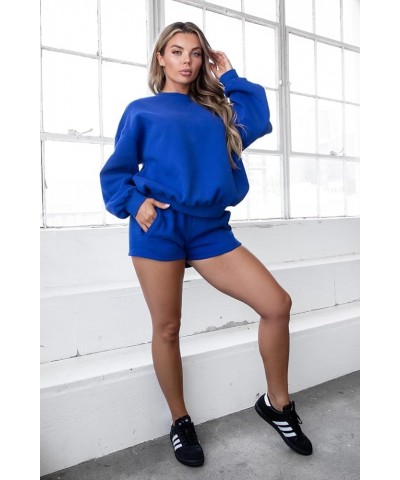 Women’s Casual Comfy Sweat Short’s with Elastic Waist Band and Pockets Athletic Lounge Shorts Royal Blue $17.63 Activewear