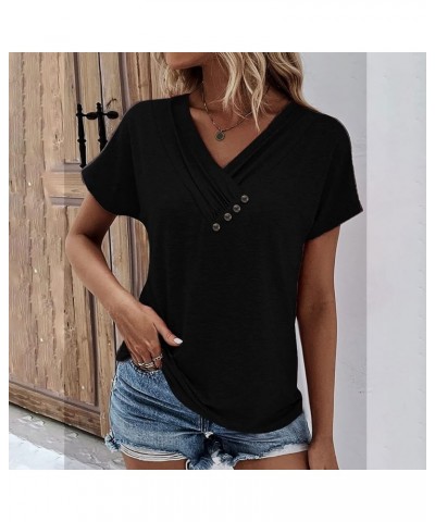 Fall Clothes for Women 2023 Trendy 3/4 Long Sleeve Shirts Button Crew Neck Blouses Dressy Casual Tops Tees Loose Fit Tshirts ...