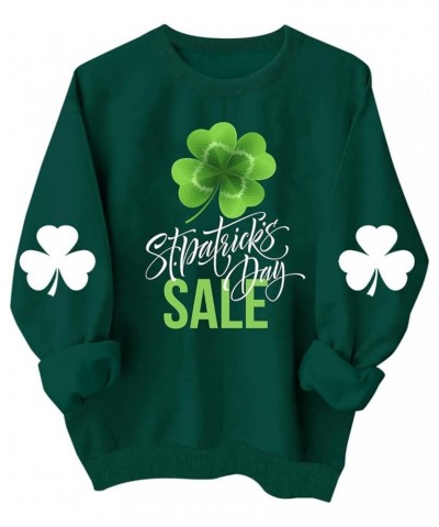 St.Patrick's Day Shirt for Women 2000s Fashion Crewneck Long Sleeve Tops Irish Shamrock Graphic Pullover Sweatshirts A30_gree...