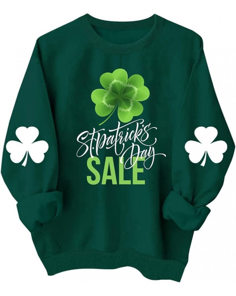 St.Patrick's Day Shirt for Women 2000s Fashion Crewneck Long Sleeve Tops Irish Shamrock Graphic Pullover Sweatshirts A30_gree...