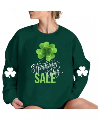 St.Patrick's Day Shirt for Women 2000s Fashion Crewneck Long Sleeve Tops Irish Shamrock Graphic Pullover Sweatshirts A30_gree...