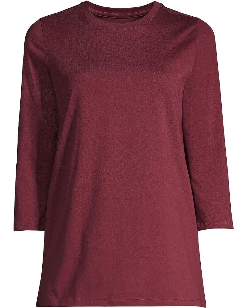 Women's 3/4 Sleeve Supima Cotton Crewneck Tunic Rich Burgundy $20.86 Tops