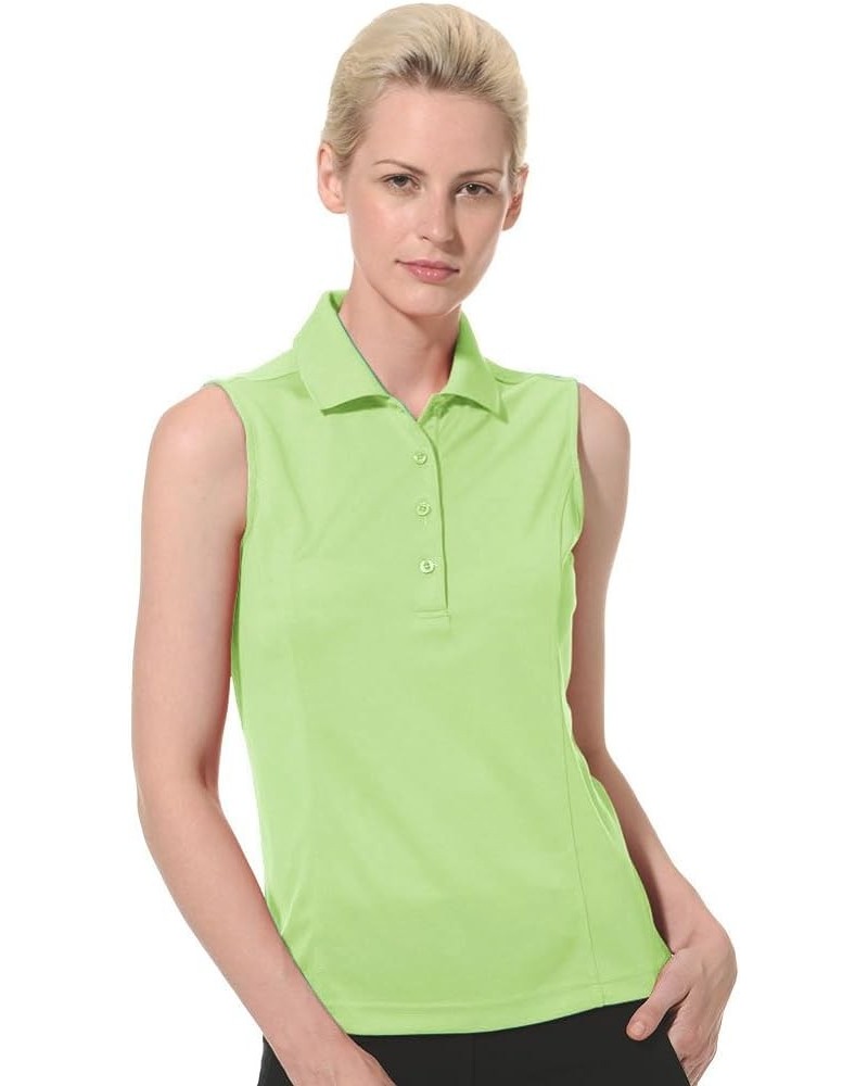 Women's Pique Solid Sleeveless Polo Shirt 2064 Sap Green $10.54 Shirts