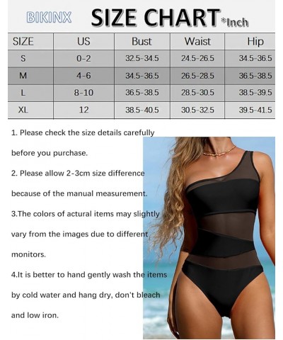 Sexy One Piece Swimsuit for Women One Shoulder Monokini Bathing Suits Tummy Control Mesh Swimwear Blue $20.79 Swimsuits